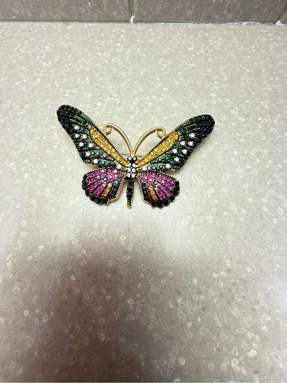 Jewelry - brooch.  Beautiful crystal dark colored butterfly.